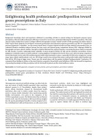 Enlightening health professionals’ predisposition toward  green prescriptions in Italy